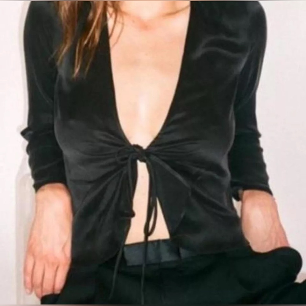 Realisation silk black wrap around top blouse